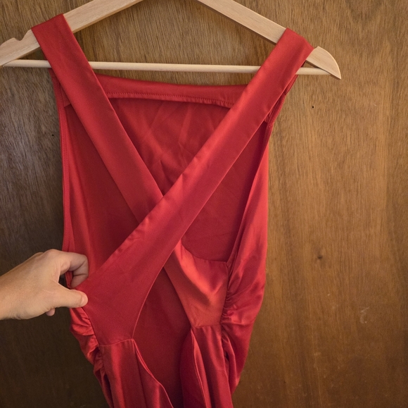 Commense Red Cowlneck Maxi Gown - Picture 5 of 8